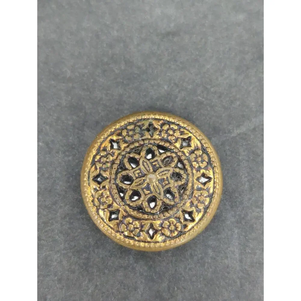 LOT HH of 10 Antique Vintage Victorian Brass Mixed Materials Buttons ESTATE FIND